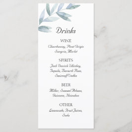 Klassieke waterverf bladeren. Eenvoudige bruiloft  Menu