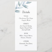 Klassieke waterverf bladeren. Eenvoudige bruiloft  Menu (Voorkant)