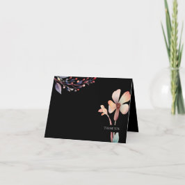 Klassieke Waterverf Blauw Bladeren Bloemen Bedankkaart