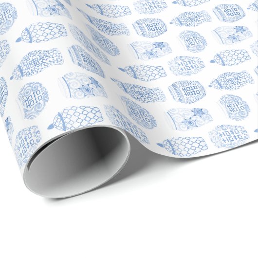 Klassieke Waterverf blauw en witte gember pot Cadeaupapier (Rol Hoek)