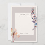 Klassieke Waterverf Blauwe Bladeren Blank Bruiloft Bedankkaart (Voorkant)