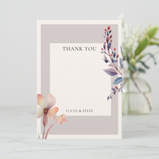 Klassieke Waterverf Blauwe Bladeren Lege Trouw  Bedankkaart (Staand voorkant)