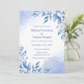 klassieke waterverf blauwe bloem winter bruiloft  kaart (Staand voorkant)