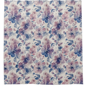 Klassieke waterverf bloem blauwe bloesems douchegordijn
