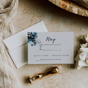 Klassieke waterverf bloem wit RSVP Kaartje