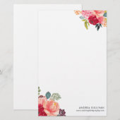 Klassieke Waterverf Bloemen Gepersonaliseerde brie Briefpapier (Voorkant / Achterkant)