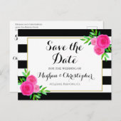 Klassieke Waterverf Bloemstrepen Save the Date Aankondigingskaart (Voorkant / Achterkant)