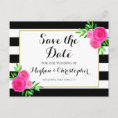 Klassieke Waterverf Bloemstrepen Save the Date Aankondigingskaart (Voorkant)