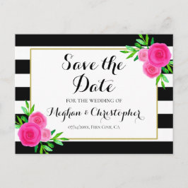Klassieke Waterverf Bloemstrepen Save the Date Aankondigingskaart