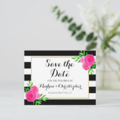 Klassieke Waterverf Bloemstrepen Save the Date Aankondigingskaart (Staand voorkant)