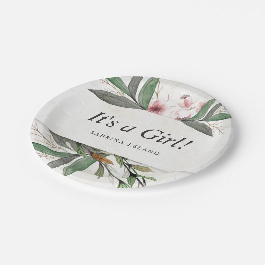 Klassieke Waterverf Botanische bloesems Papieren Bordje (Gekanteld)