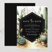 Klassieke Waterverf Cactus bruiloft Save The Date (Voorkant / Achterkant)