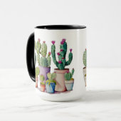 Klassieke waterverf cactussen cactus vetplanten in mok (Voorkant links)