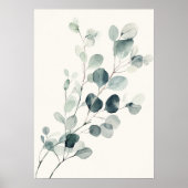 Klassieke waterverf Eucalyptus tak wanddecoratie Poster (Voorkant)