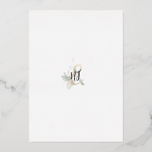 Klassieke Waterverf Eucalyptus Weddenschap Calligr Folie Uitnodiging (Achterkant)