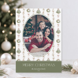 Klassieke Waterverf Familie Foto Kerstmis Feestdagenkaart