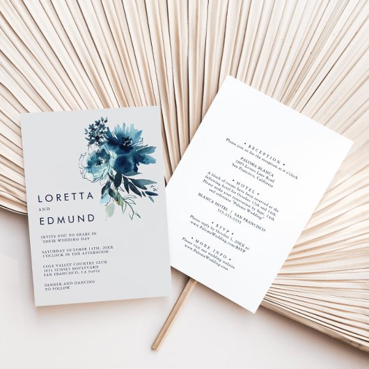 Klassieke Waterverf Floral Back & Front Wedding Kaart