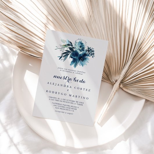 Klassieke Waterverf Floral Nuestra Boda Wedding Kaart