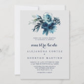 Klassieke Waterverf Floral Nuestra Boda Wedding Kaart (Voorkant)