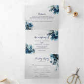 Klassieke Waterverf Floral Trifold Wedding Drieluik Uitnodiging (Binnen)