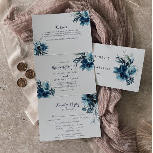 Klassieke Waterverf Floral Trifold Wedding Drieluik Uitnodiging
