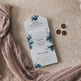 Klassieke Waterverf Floral Wedding All In One Uitnodiging