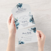 Klassieke Waterverf Floral Wedding All In One Uitnodiging (Afscheurbaar)