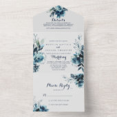 Klassieke Waterverf Floral Wedding All In One Uitnodiging (Binnen)