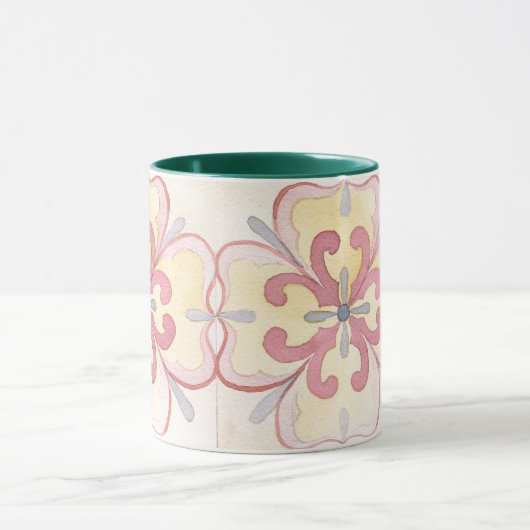 Klassieke waterverf florale grootma cadeau groen r mok (Midden)