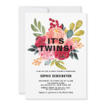 Klassieke Waterverf Flowers Twins Baby shower