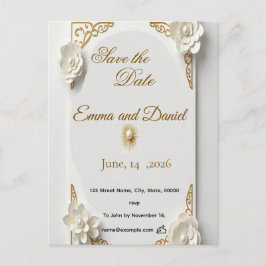 Klassieke waterverf gouden luxe frole lijst aankondigingskaart