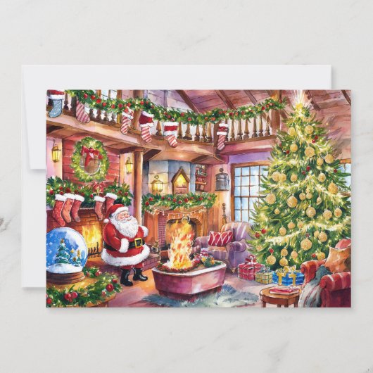 Klassieke Waterverf Kerst Kaart #6 (Voorkant)