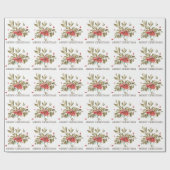 Klassieke Waterverf Kerstbessen Cadeaupapier (Vlak)
