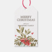 Klassieke Waterverf Kerstbessen Persoonlijk Cadeaulabel (Voorkant)