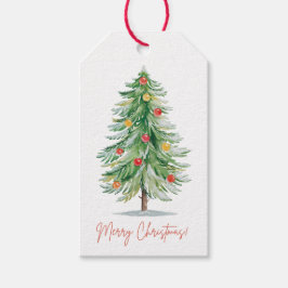 Klassieke Waterverf Kerstboom Gift Tag Cadeaulabel