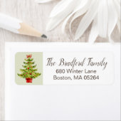 Klassieke Waterverf kerstboomruitadres Etiket (Insitu)