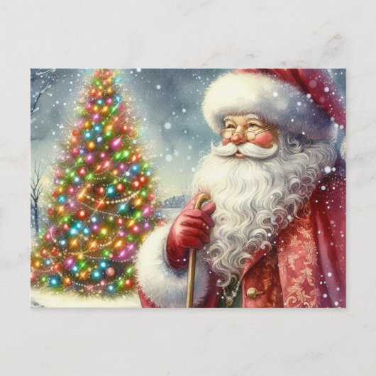 Klassieke waterverf Kerstman Briefkaart (Voorkant)