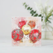 Klassieke Waterverf Kerstornamenten Feestdagenkaart (Staand voorkant)