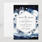Klassieke Waterverf Maanverlichte bruiloft Save The Date (Voorkant / Achterkant)
