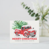 Klassieke Waterverf Red Truck Kerstfeestdag Briefkaart (Staand voorkant)