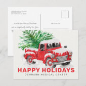 Klassieke Waterverf Red Truck Kerstfeestdag Briefkaart (Voorkant / Achterkant)
