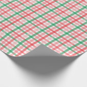 Klassieke waterverf rode groene gingham voor kerst cadeaupapier (Hoek)