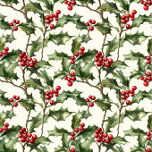 Klassieke waterverf rode groene hulstbessen servet