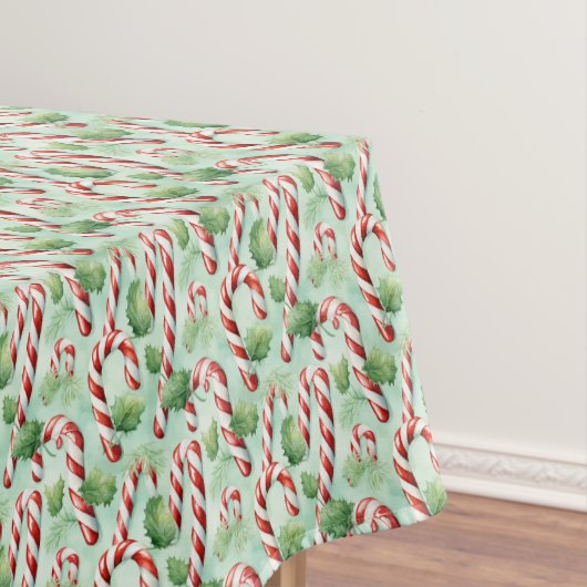 Klassieke waterverf rode groene kerstsnoepjes tafelkleed (Voorbeeld)