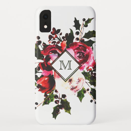Klassieke Waterverf  Roos Floral Monogram Case-Mate iPhone Case (Achterkant)