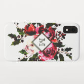 Klassieke Waterverf  Roos Floral Monogram Case-Mate iPhone Case (Achterkant (horizontaal))