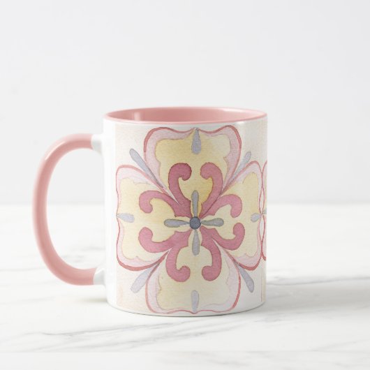 Klassieke waterverf roze mok (Links)