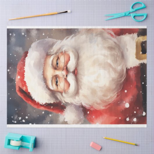 Klassieke waterverf Sinterklaas lachende sneeuwvlo Tissuepapier (Craft)