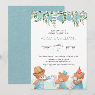 Klassieke Waterverf Teddy Bear Baby shower Kaart