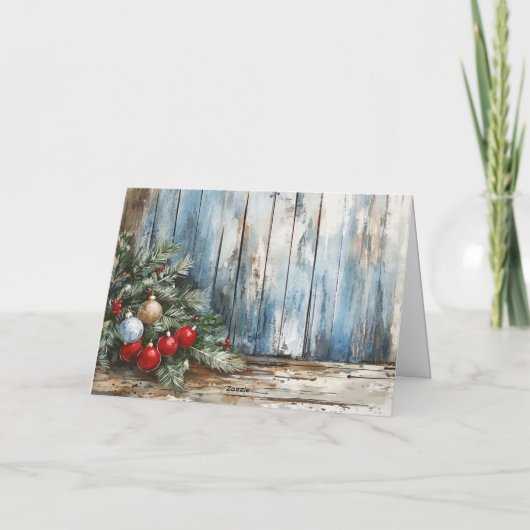 Klassieke Waterverf Vrolijk Kerstfeest Sneeuwman B Feestdagen Kaart (Achterkant)